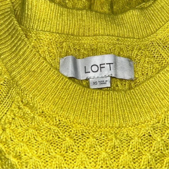 Loft Ann Taylor Spring , yellow, pullover, waffled knit sweater - Picture 7 of 8
